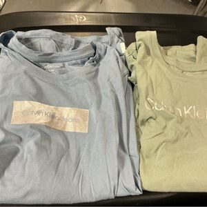 2 Calvin Klein Blue and Green  Shirts